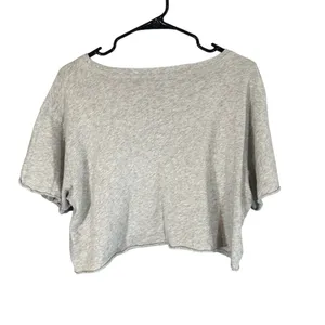 Aerie Gray Cotton Short Sleeve Good Vibes Energy Cropped Top Women Sz M thumbnail 2