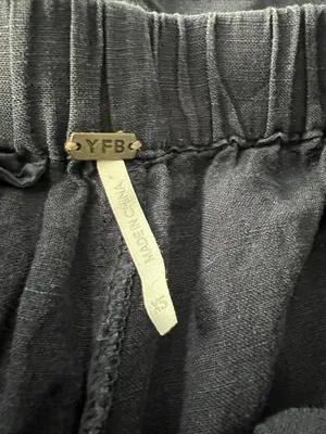 YFB Super Wide Leg Flowy Linen Blend High Waisted Pants Navy Blue XS thumbnail 5