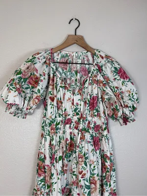 Anthropologie The Somerset Floral Maxi Dress Puff Sleeve Small $168 thumbnail 11
