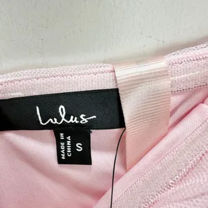 Lulus Delightful Beauty Pink Mesh Strapless Ruched Ruffled Maxi Dress Small NWT thumbnail 9