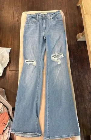 Levi’s 726 distressed light wash flare thumbnail 1