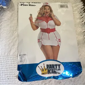 NEW Party KIng Zip-Up Naughty Nurse Costume Size 1X thumbnail 2