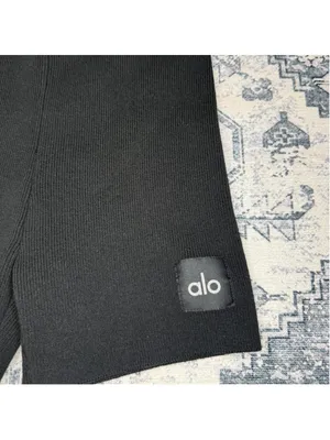 Alo Yoga Scholar Knit High-Waist Cotton Blend Short - Size XS thumbnail 6