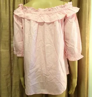 Heart & Hips 100% Cotton Candy-Striped Off the Shoulder Top thumbnail 2