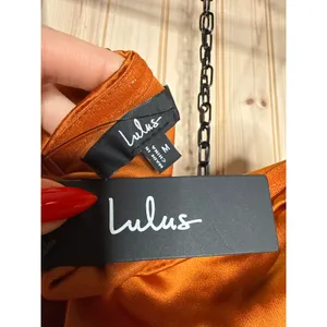 NWT Lulus Memorable Entrance Rust Orange Strapless Satin Maxi Dress Bridesmaid M thumbnail 6