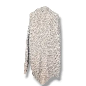 Gray Marled Chunky Open Knit Oversized Sweater Fisherman Cozy Cabin Crewneck thumbnail 5