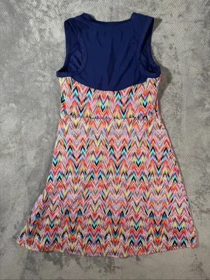 Title Nine Medium Chevron Athletic Dress Multicolor V Neck Built In Bra Pockets thumbnail 8