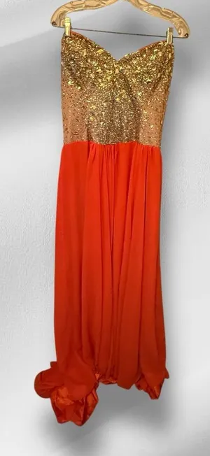 Riva Designs Strapless Prom‎ Dress With Train & Rhinestones thumbnail 1
