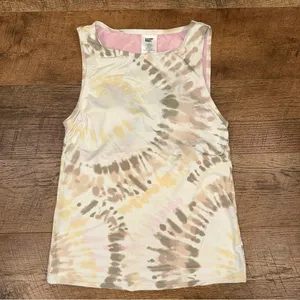 Lands' End Womens Chlorine Resistant High Neck Tankini Swim Top White Tie Dye thumbnail 3