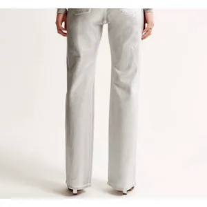 Abercrombie & Fitch Metallic Silver 90s‎ High Rise Straight Leg Coated jeans 14R thumbnail 2