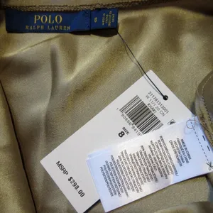 NWT Polo Ralph Lauren Satin Slip Midi in Khaki Pull-on A-line Skirt 8 $298 thumbnail 5