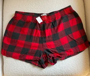 GAP Red and Black Plaid Pajama Shorts thumbnail 1