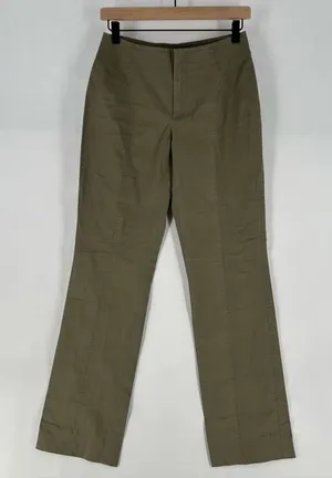 Boston Proper Lightweight Stretch Cotton Seamed Straight Leg Olive Utility‎ Pant thumbnail 1