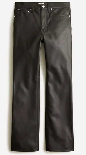 J.Crew Womens High-Rise Slim Demi-Boot Pant‎ Faux Leather Black BK823 Size 29 thumbnail 1
