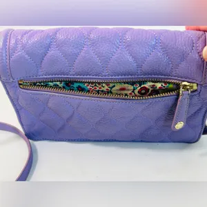 Vera Bradley Quilted Tess Crossbody Purse in Purple/Lavender Leather thumbnail 8
