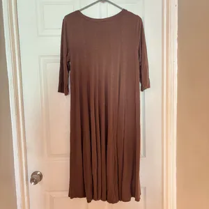 MOA USA Women’s Brown Solid Scoop Neck 3/4 Sleeve MIDI Dress Size 12 thumbnail 5