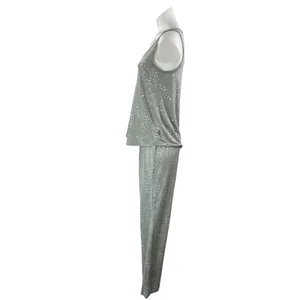 Eddie Bauer Womens Gray White Star Print Sleeveless Tank Sleepwear Pajamas Set S thumbnail 2