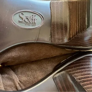 Söfft Brown Leather Suede Embroidered Mules Clogs Slip-On Shoes Size 6.5 thumbnail 4