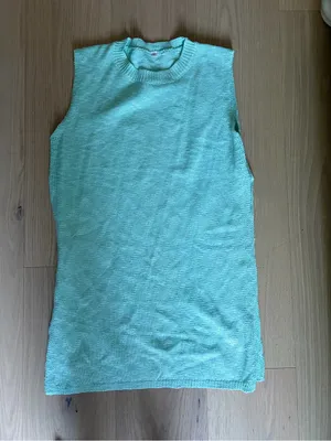 Uaneo 2 Piece Outfit Summer Knit Sweater Set Sleeveless Tunic top and short teal thumbnail 4