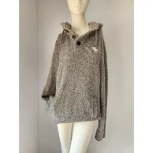 Soft! Abercrombie‎ & Fitch Knitted Wool Blend SWEATER Cable Hoodie Moose XXL thumbnail 16