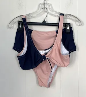 Cupshe Pink And Navy High Waisted Bikini Swimsuit ~ Women’s Size M thumbnail 1