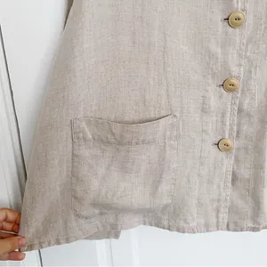 FLAX • 100% linen jacket natural lagenlook oversized boxy collared beige tan thumbnail 4