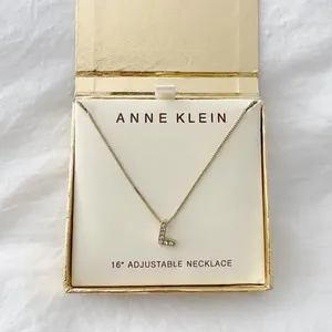 Anne Klein Y2K Dainty Gold Rhinestone ‘L’ 16” Necklace NWT thumbnail 2