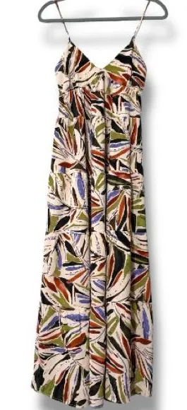 Monteau Los Angeles XS Maxi Dress adjustable straps elastic under bust leaf fall thumbnail 1