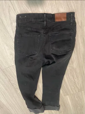 Madewell Black Wide-Leg Crop Jeans with Raw Hem thumbnail 3