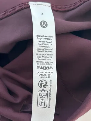 NWT lululemon Wunder Train HR Tight 28" size 4 Goodnight Plum authentic thumbnail 4
