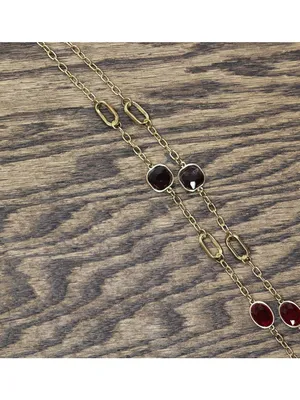 NWT MCYS Fashion Open Link Bezel Set Long Station Necklace Gold / Red 30' + 3" thumbnail 3