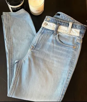 7 For All Mankind jeans high waisted, 2 tone crop jeans- y2k thumbnail 1