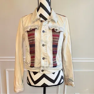 Free People Baja Tapestry Light‎ Wash Jacket size 6 thumbnail 2