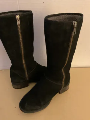 UGG women black suede tall mid calf Linford boots US 6 thumbnail 7