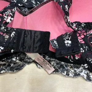 PINK Black and White Lace Bralette LARGE thumbnail 6