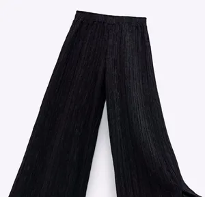 ZARA Black Pleated Flowy Pants Trousers thumbnail 3