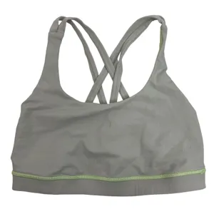 Lululemon Size 6 Energy Bra Medium Support Stretch B / C Cup Gray Lime Green thumbnail 3
