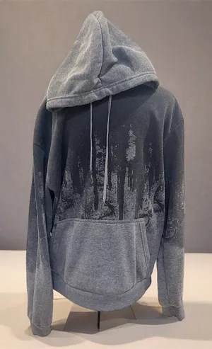 Men's Pullover Hoodie Sweatshirt Gray Size M Abstract Wash Print thumbnail 1