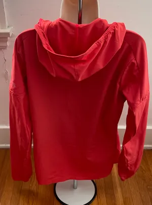 Orange Coral Hooded Full Zip Lined Pockets Logo Windbreaker, size M thumbnail 2