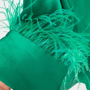 Zara Satin Feather Mini Autumn Wedding Guest Dress‎ Women XL Green Glam Holiday thumbnail 7