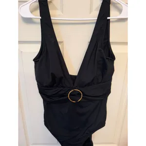 Ralph Lauren Women's Deep V-neck Black One Piece Swimsuit Sz‎ 14 thumbnail 2