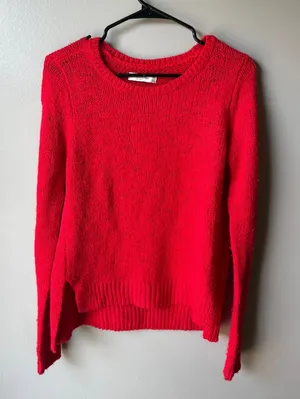 Abercrombie & Fitch Red Knit High Low Sweater Size Medium thumbnail 1