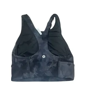 Lululemon Women's Black Tie-Dye Sports Bra Size 4 Standard Reversible High Neck thumbnail 6