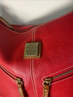Dooney & Bourke Red Pebbled Mary Leather Shoulder Bag with Tan Strap thumbnail 3