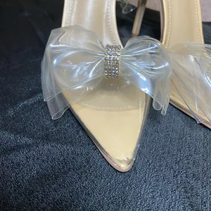 ✨ NIB / NWT ShoeDazzle Celestina Size 8.5 Clear Bow Crystal Sandals Heels $60.00 ✨ thumbnail 13