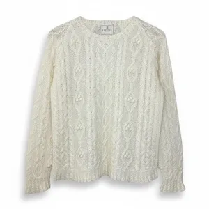 VTG Express Tricot Womens Size‎ S Handknit Mohair Wool Cable Knit Sweater Ivory thumbnail 2