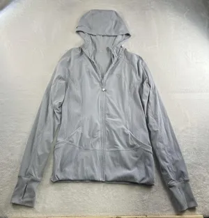 Lululemon Sz 10 In Flux Jacket Dance Studio Reversible Hooded Silver Fox Stretch thumbnail 4