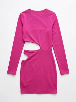 superdown Jamie Cut Out Dress Womens S Hot Pink NWT One Sleeve Asymmetric thumbnail 7