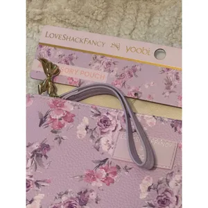LoveShackFancy x Yoobi Happy Thoughts Floral Accessory Pouch Wristlet NWT thumbnail 8