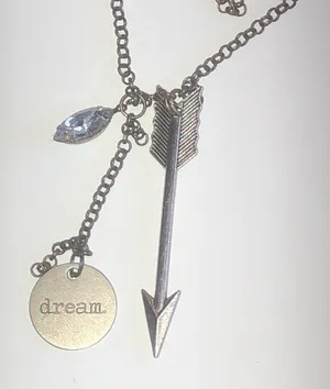 Bronze Tone Brass Tone Boho Dream Arrow CZ Rhinestone Pendant Necklace thumbnail 1